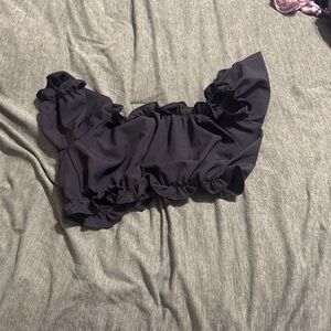 Black Ruffled Crop Top